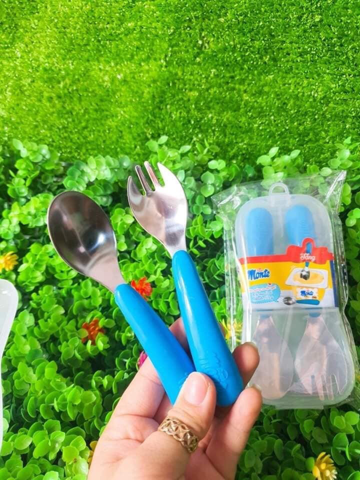 Set thìa dĩa ăn dặm cho bé - bộ muỗng nĩa inox cao cấp monte