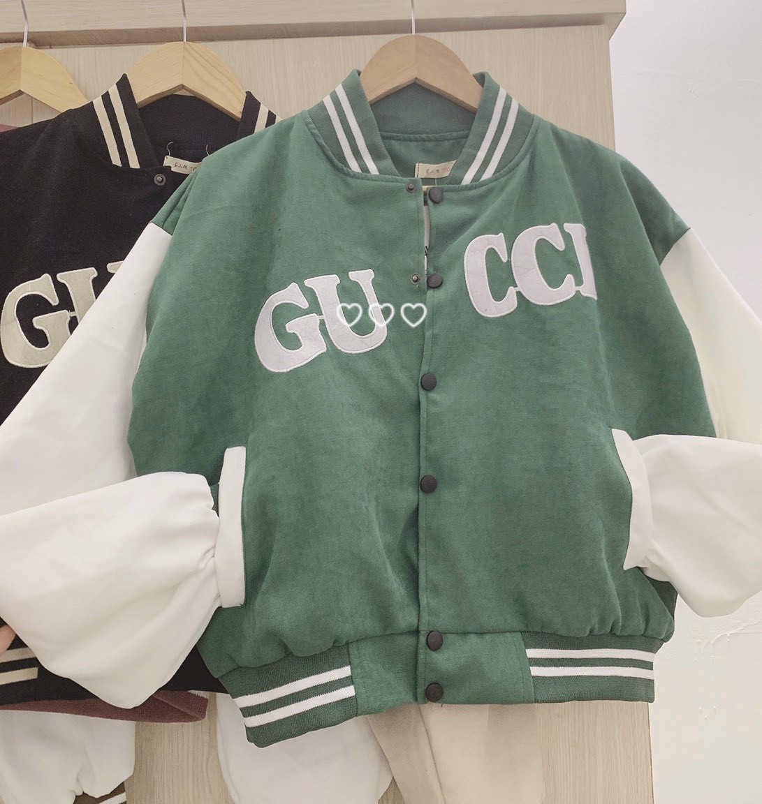 Áo khoác da lộn kiểu bomber croptop gu,cci sang xịn mịn