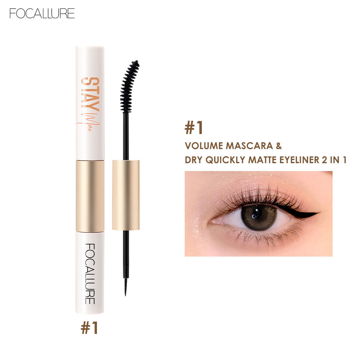 Chuốt mi mascara focallure kẻ mắt nước & chuốt mi mascara 2 trong 1 chống thấm nước lâu trôi dài mi và cong mi 28g