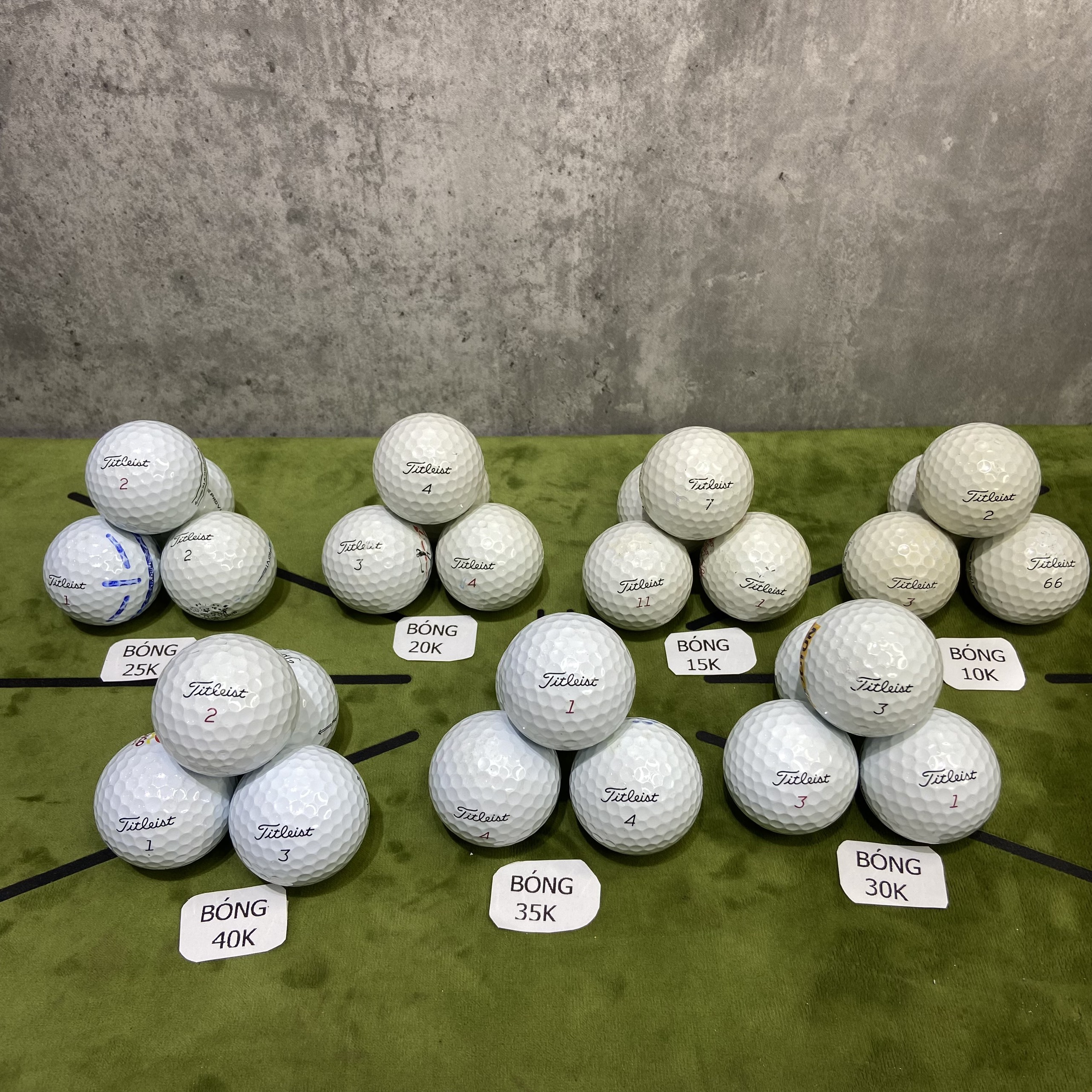 Bóng golf cũ, banh chơi golf titleist Pro V1, Titleist Pro v1x các lọi cũ mới từ 99% đến 60%