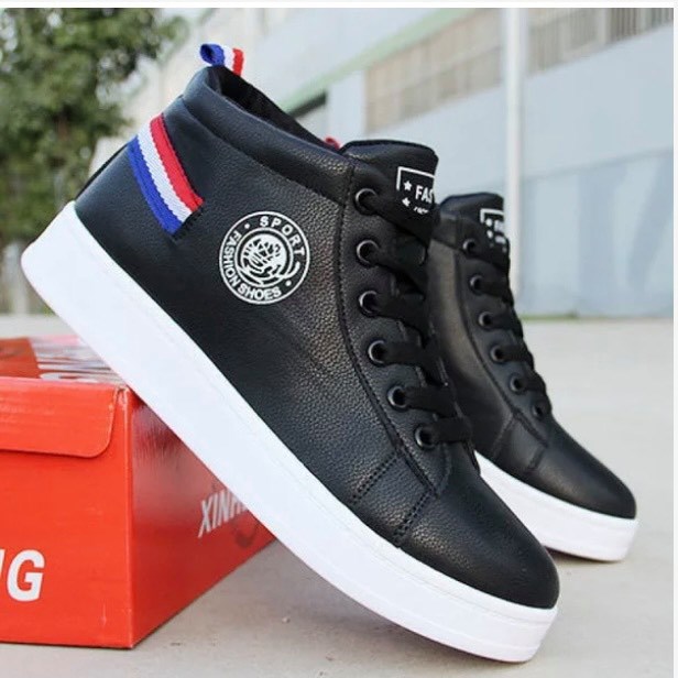 Giầy cao cổ tròn sườn đen nam