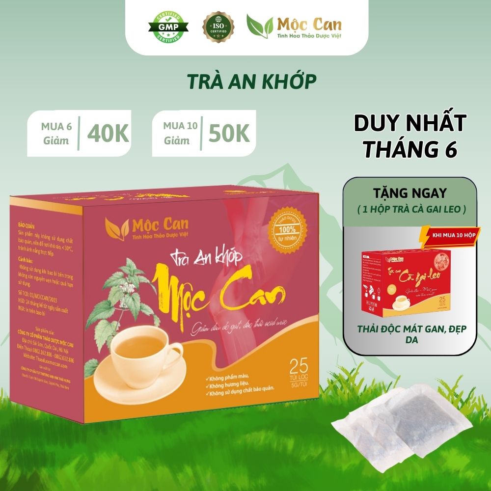 Combo 3 hộp Trà An Khớp Mộc Can 25 túi lọc giảm đau do gút, đào thải Acid uric trong máu