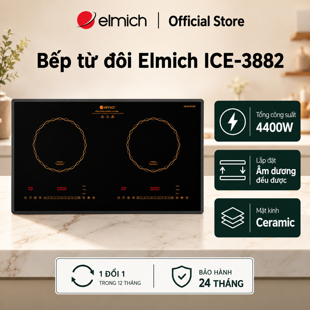 (Only June 25-29) High-End Double Induction Cooker Inverter Elmich 3882