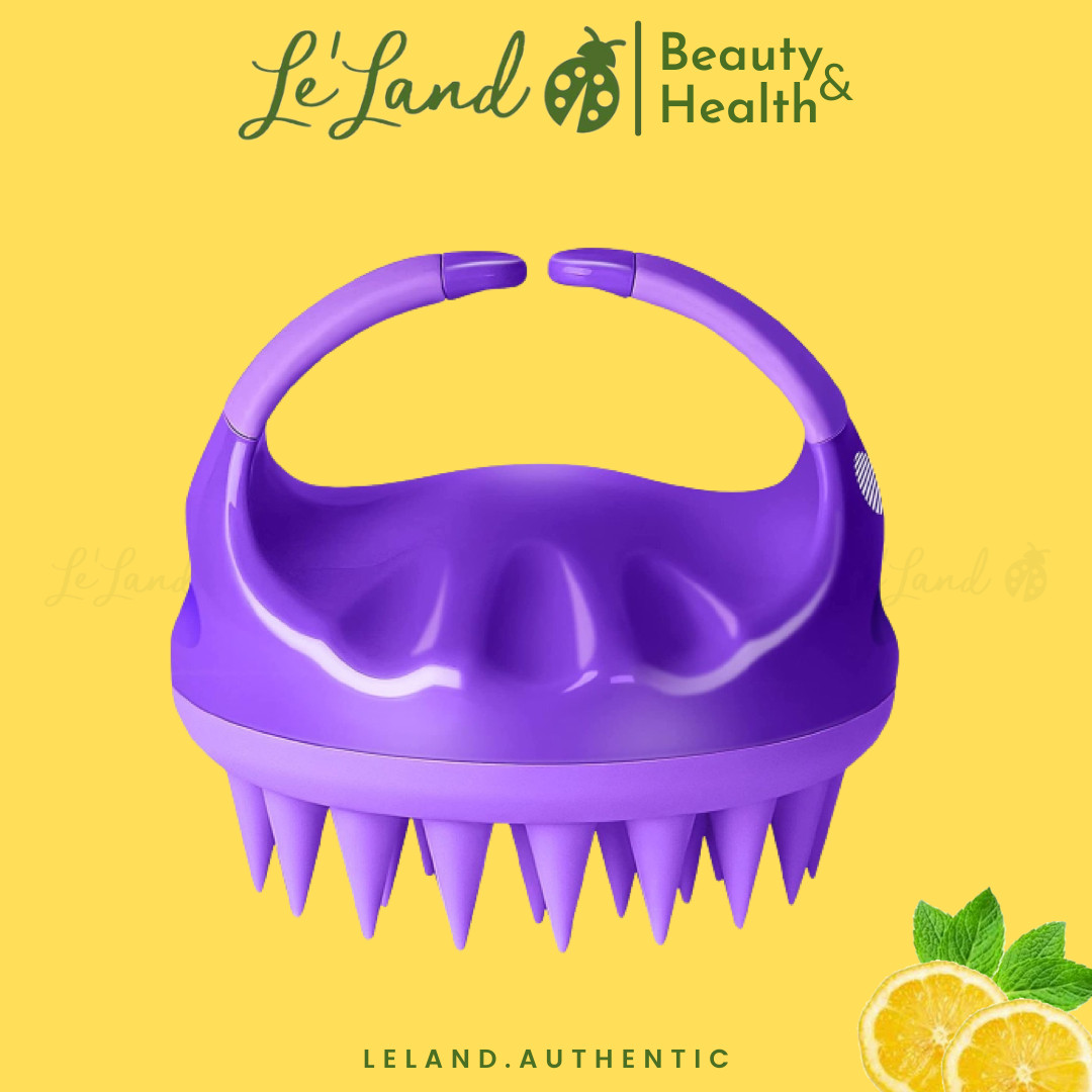 Bill us - lược gội đầu và kích thích da đầu 2in1 heeta shampoo brush màu tím - lelandauthentic leland