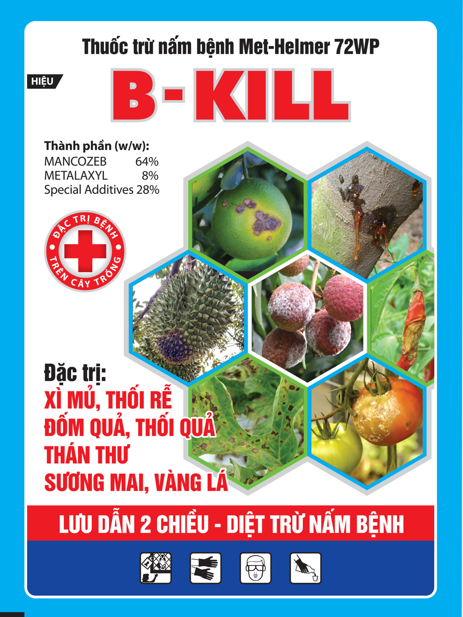 Thuốc Trừ Nấm Bệnh BKILL cho cây trồng ( Gói 200 Gram) - Sạch nấm bệnh cho hoa hồng, mai vàng, bonsai...