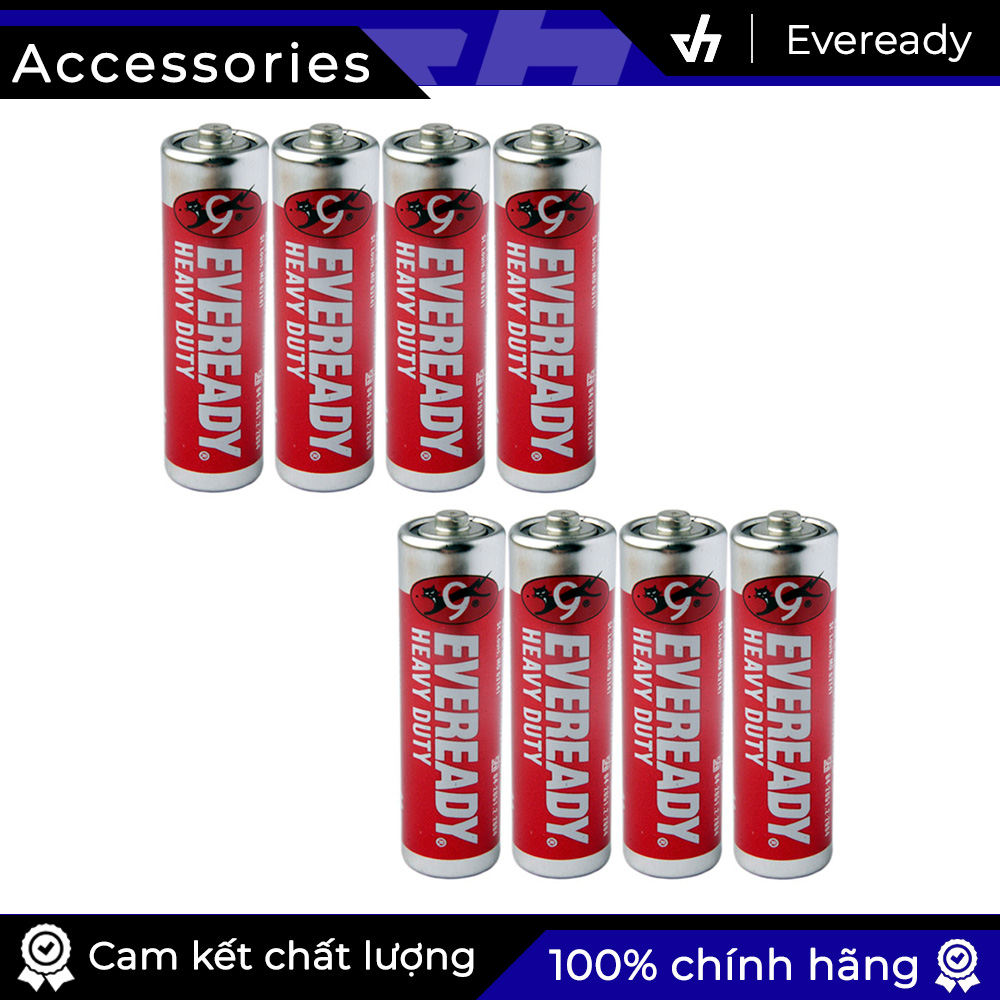 Bộ 8 pin aa không sạc eveready 1.5v