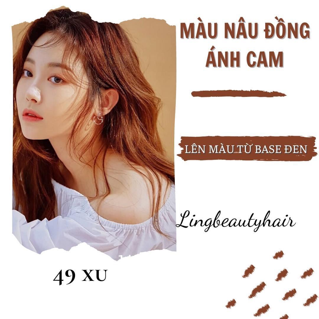 Thuốc nhuộm tóc màu nâu đồng ánh cam kèm oxy và gang tay- Lên được từ nền đen
