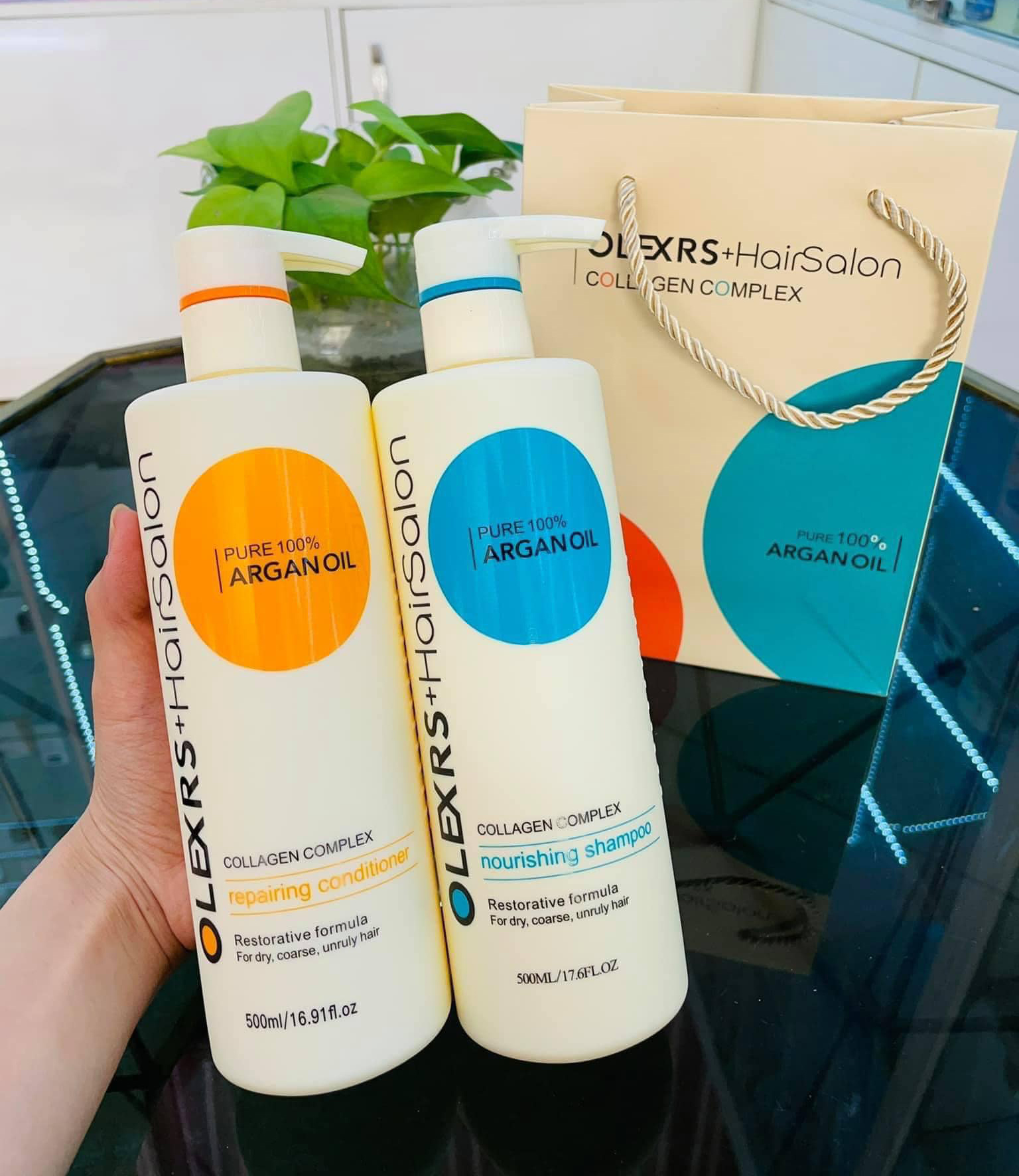 Bộ Dầu Gội Xả Olexrs Argan Oil Collagen Hair Salon Ủ Tóc Olexrs Argan Dầu Gội Olexrs Chuẩn Salon 500ml - 960ml