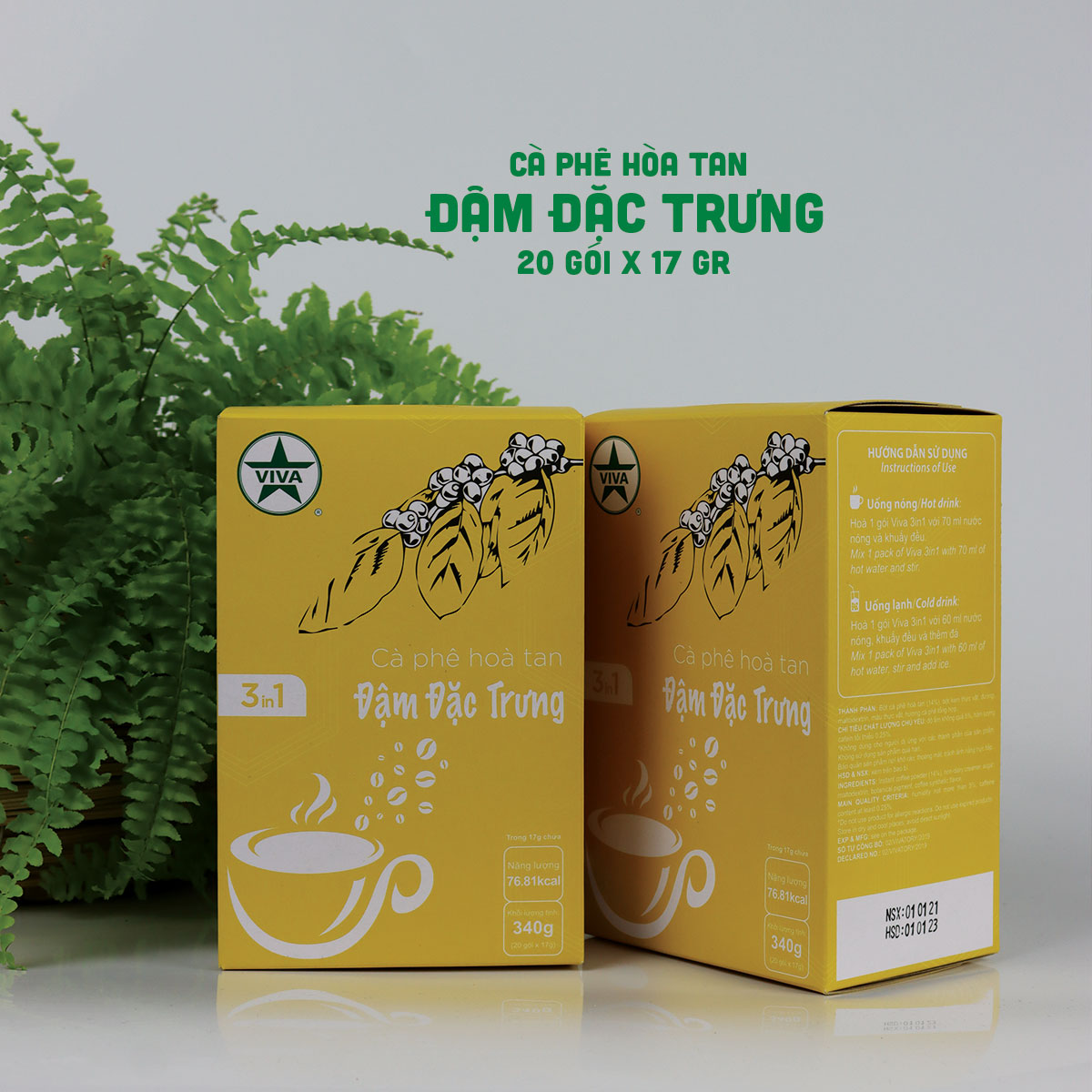 Hộp 20 gói cafe hoà tan Viva 3 trong 1 - Đậm Đặc Trưng