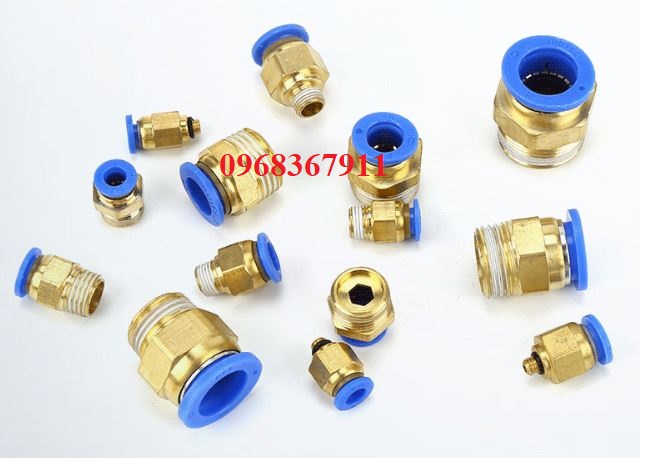 Đầu nối nhanh khí nén PC, cút nối nhanh khí nén răng ngoài dùng cắm nhanh ống hơi