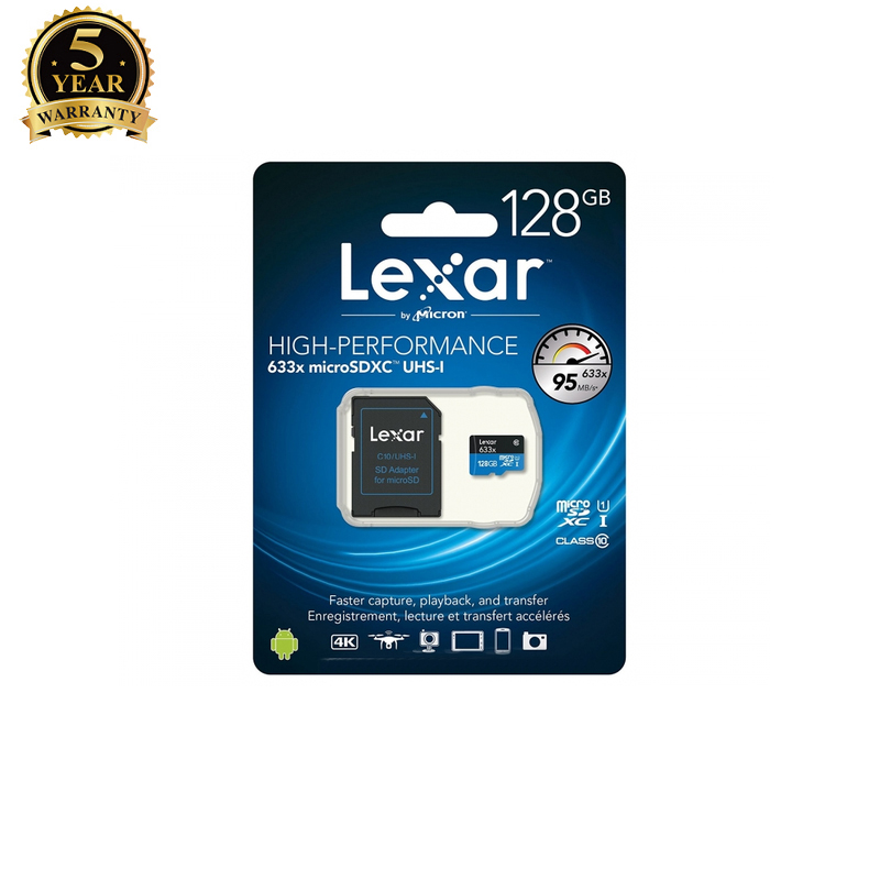 Thẻ nhớ microsdxc lexar 128gb a1 v30 633x u3 4k đọc 95mb/s ghi 45mb/s có sẵn adapter phụ kiện 1986