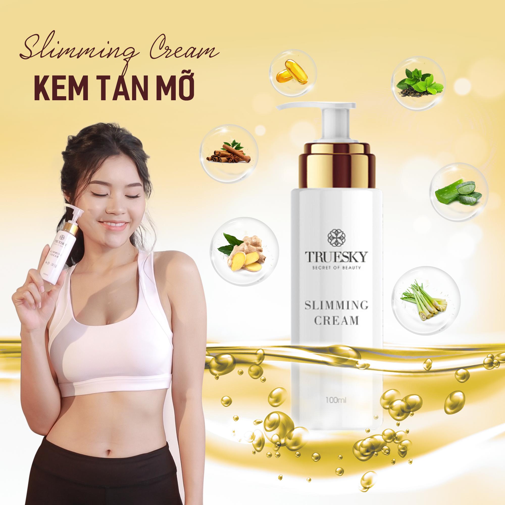 [HCM]Kem tan mỡ bụng chiết xuất quế gừng Truesky dạng vòi nhấn 100ml - Slimming Cream
