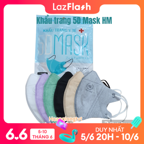 Thùng 200 chiếc Khẩu Trang 5D Mask HM AJA 3 lớp siêu dày dặn kháng khuẩn