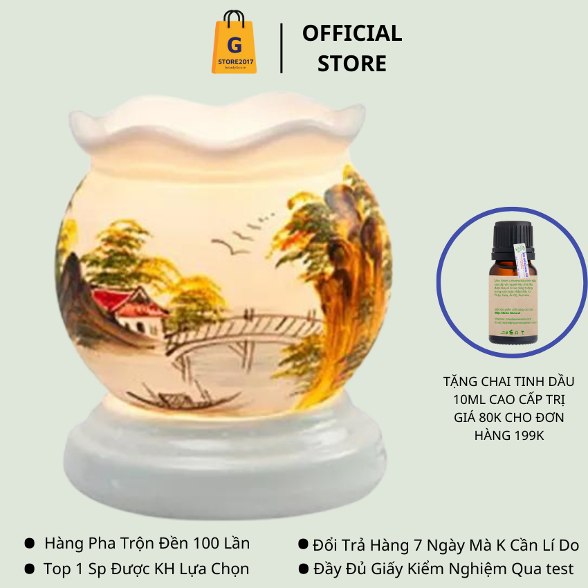 Đèn xông tinh dầu cao cấp gốm sứ bát tràng mấy xông tinh dầu thơm phòng ngủ khuếch tán khử mùi đuổi muỗi bằng điện nhiều hình dáng