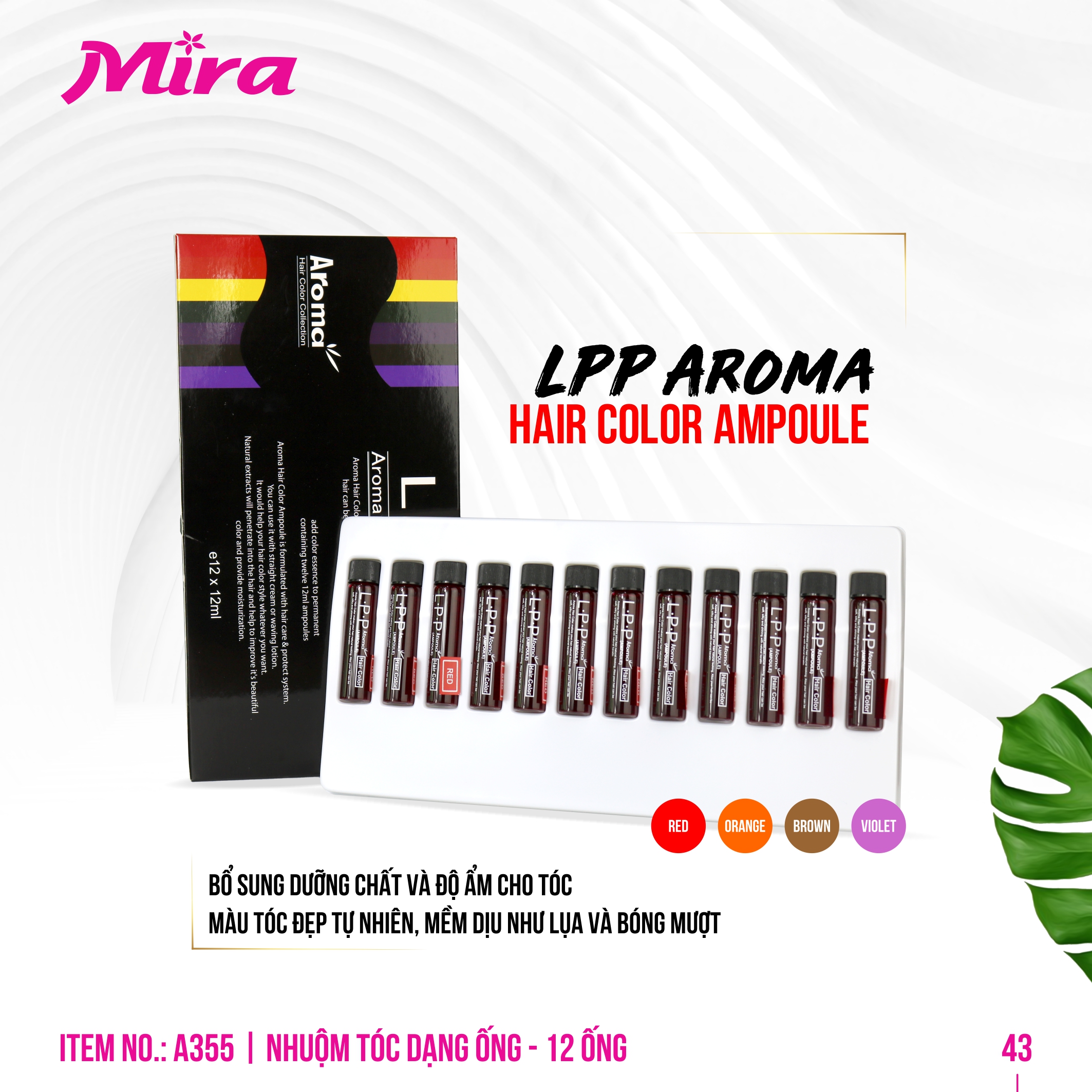 Thuốc nhuộm tóc dạng ống aroma lpp hair color ampoule hàn quốc a355