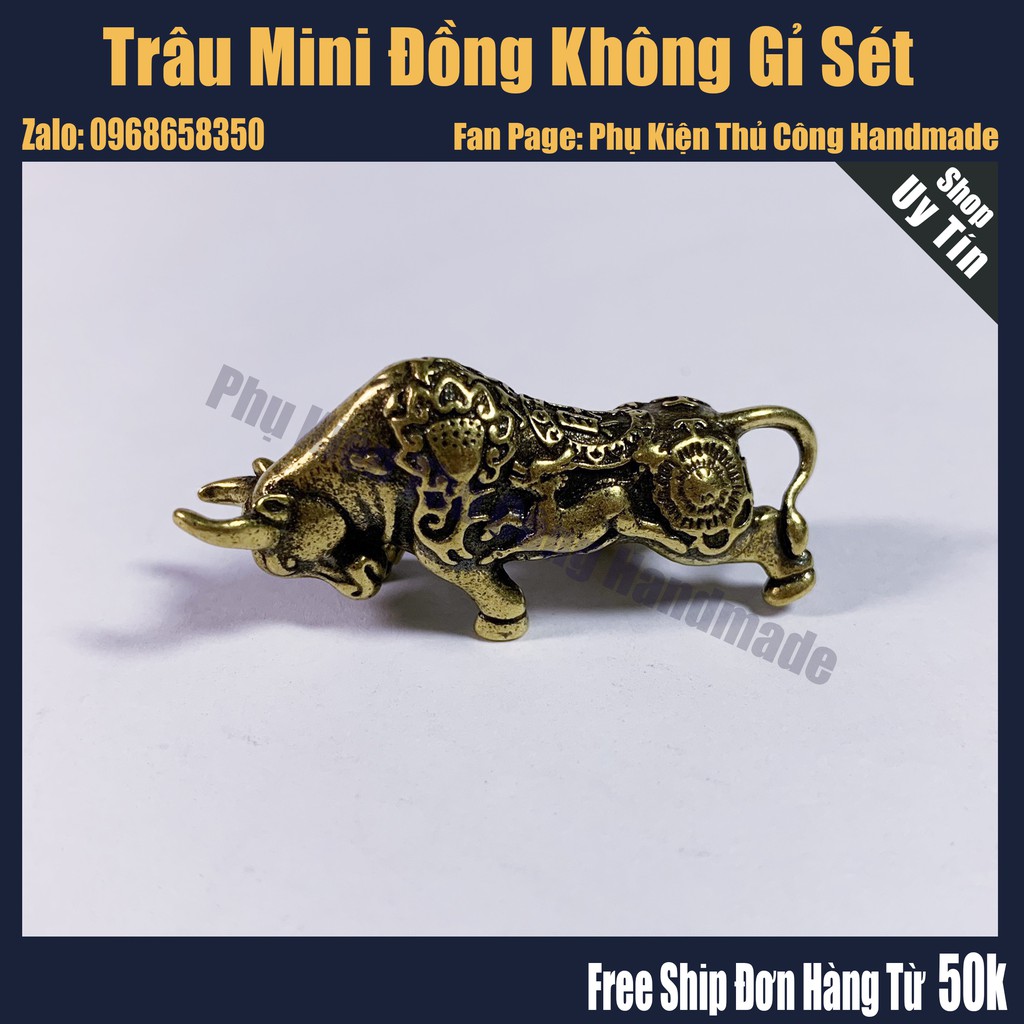 [Lấy mã giảm thêm 30%]Tượng Đồng Mini Làm Tiểu Cảnh Không Gỉ Sét - Trâu