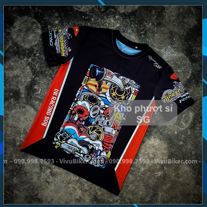 Áo thun Racing T-Shirt Men tem xe máy VN Racing Boy - Áo xe máy thun nam ngắn tay Chibi 3D Racing