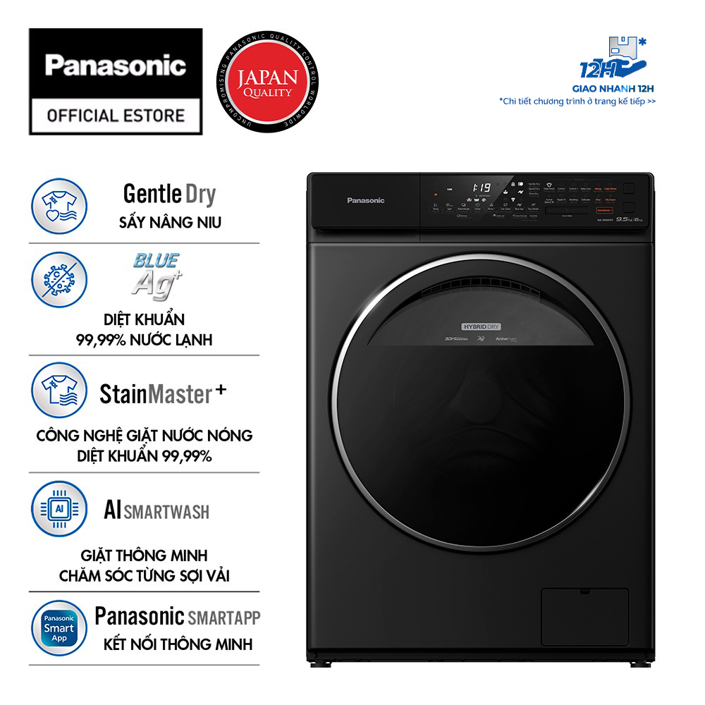 Máy giặt sấy cửa trước panasonic 9 kg giặt 6kg sấy na-s96fr1bvt - diệt khuẩn đến 99.99% - giặt sấy 2 trong 1- bảo hành 2 năm - hàng chính hãng