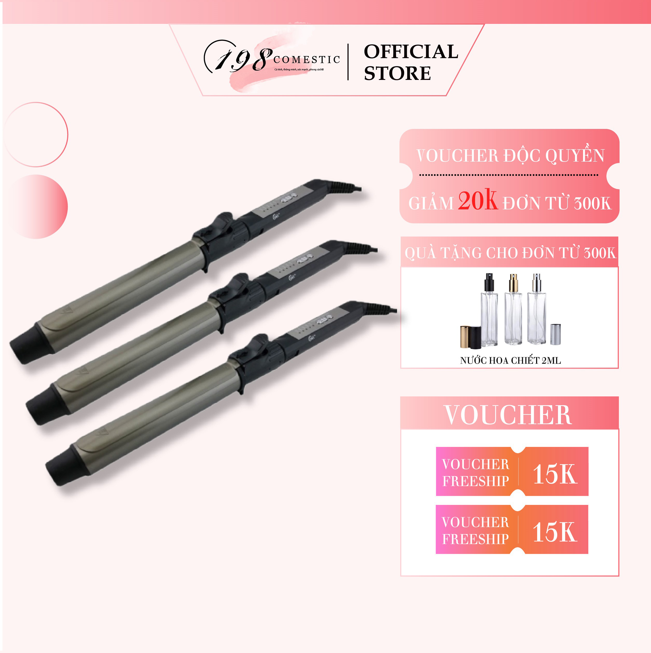 Máy uốn tóc xoăn lọn cao cấp chỉnh nhiệt chuẩn salon tóc xoay trục 360 độ