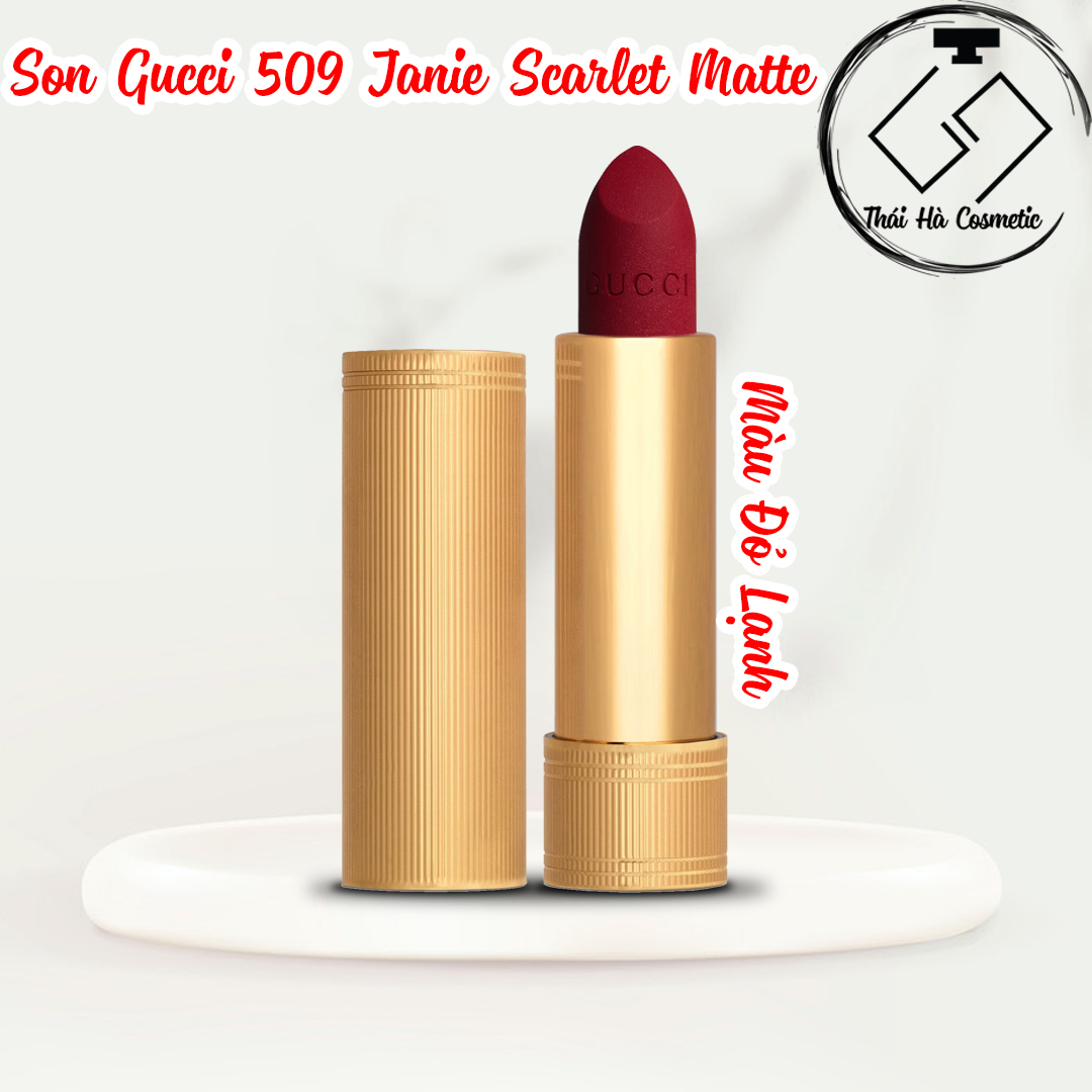 Son gucci 509 màu đỏ lạnh janie scarlet matte