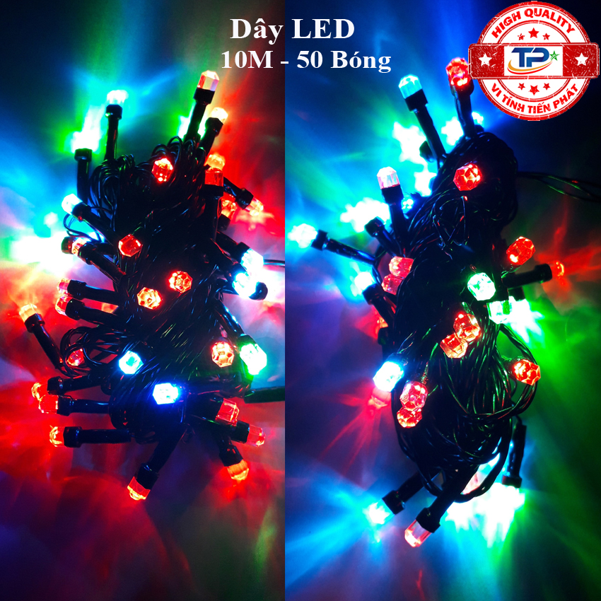 Dây đèn Led lục giác dài 10m nhấp nháy nhiều màu dùng trang trí Sân Vườn, Gia Đình, Quán, Noel, ... Chúc Mừng Năm Mới quà Tết 2023
