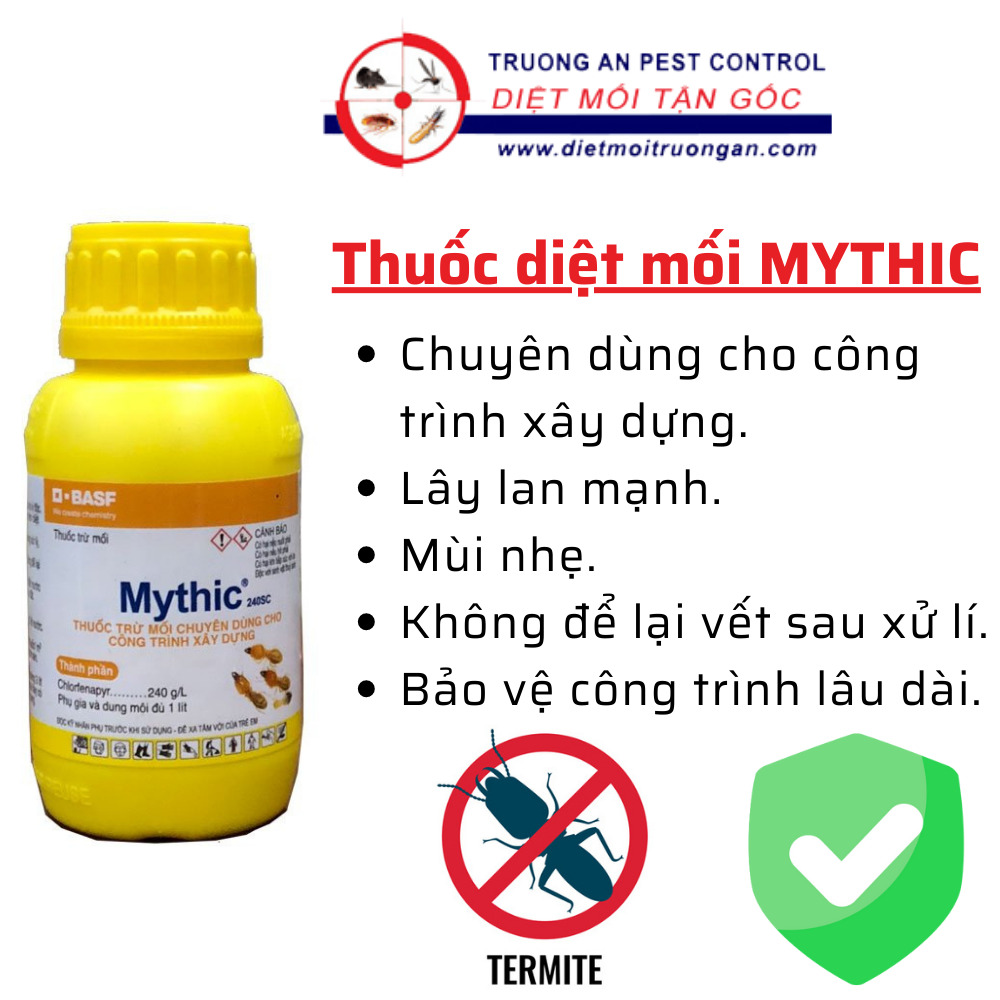 Thuốc trừ mối, diệt mối mythic 240sc, chuyên dùng cho công trình xây dựng và nhà ở, sản phẩm của basf se .