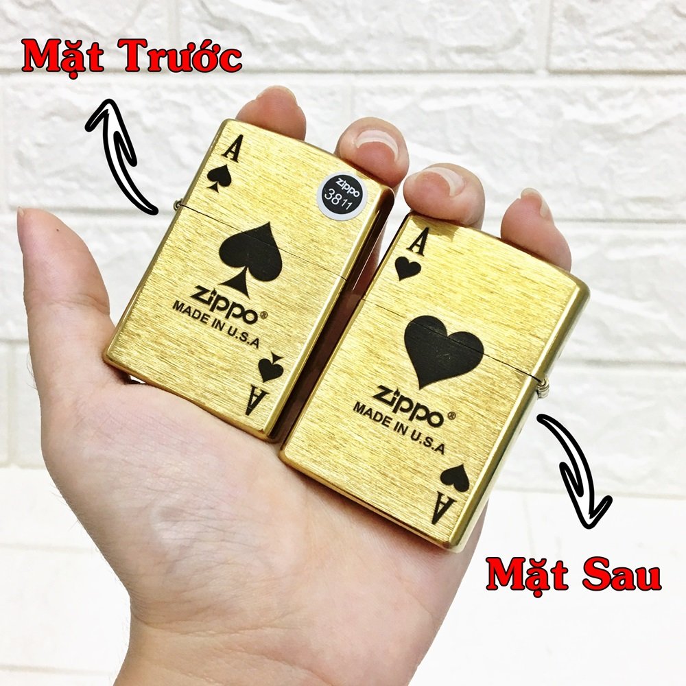 (BẬT LỬA ĐỘC LẠ) HỘT QUẸT ZIPPO MỸ VÂN XƯỚC - KHẮC 2 MẶT HÌNH LÁ BÀI RUỘT USA