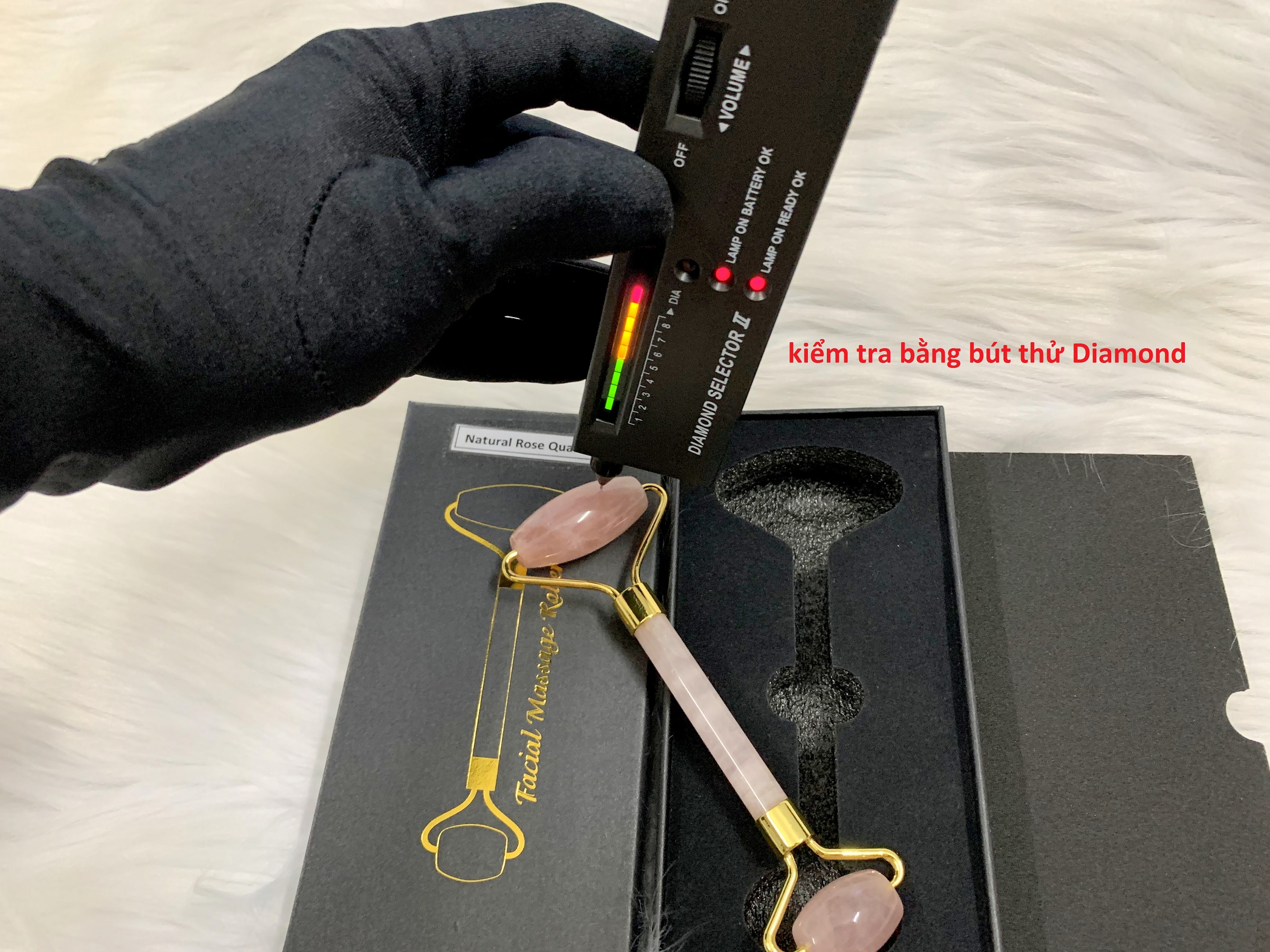 [HCM]Cây lăn massage bằng đá Thạch Anh Hồng (Đã Kiểm Định Đá Quý)