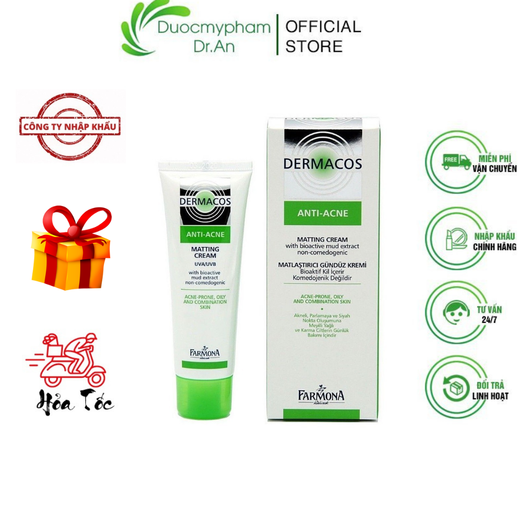  HÀNG NHẬP KHẨU - Kem Giảm Bóng Nhờn Ngừa Mụn Farmona Dermacos Anti Acne Matting Cream Kiểm Soát Dầu 50ml - DuocmyphamDrAn 