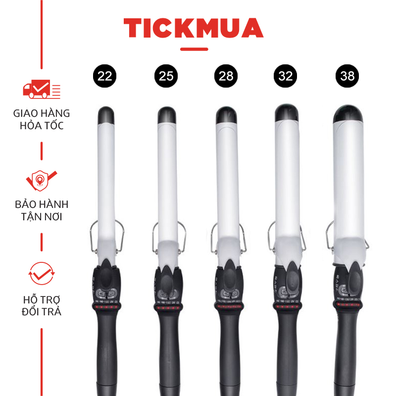 Máy uốn tóc công nghệ Nhật đèn LED - TM055 (Đen trắng)