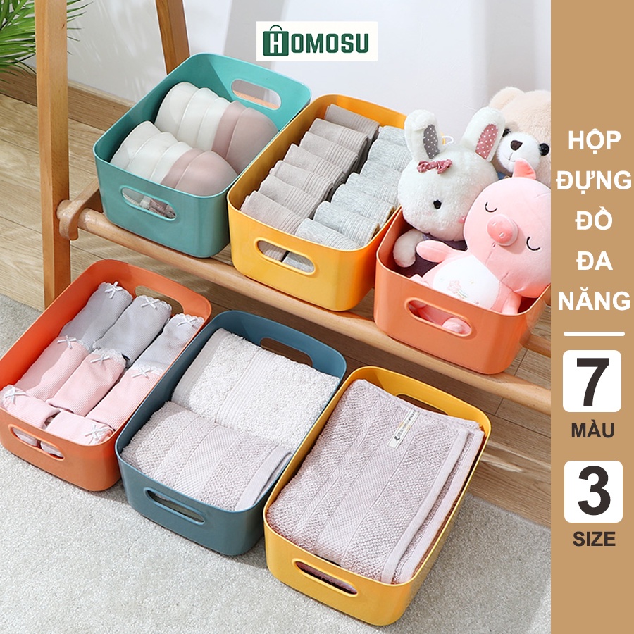 Hộp Đựng Đồ Bằng Nhựa, Khay Đựng Đồ Đa Năng, Đưng Quần Áo Có Tay Cầm Nhiều Màu Tiện Dụng Cao Cấp Q001