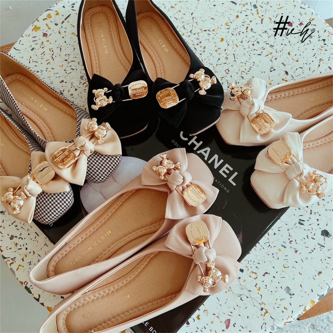 Giày búp bê nữ mũi vuông thắt nơ cao cấp size 35-39