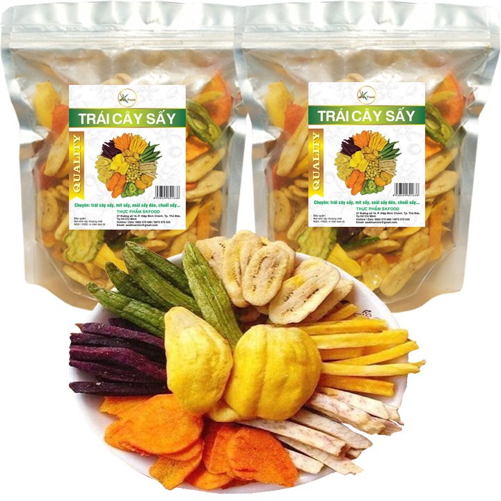 [TÙY CHỌN] 1KG Trái cây sấy khô hàng nguyên miếng loại 1 hiệu SK FOOD