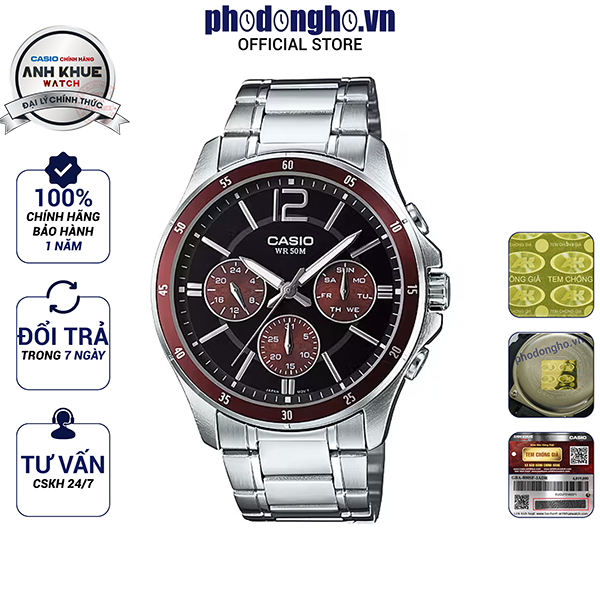 Đồng hồ nam dây kim loại casio anh khuê mtp-1374d-5avdf