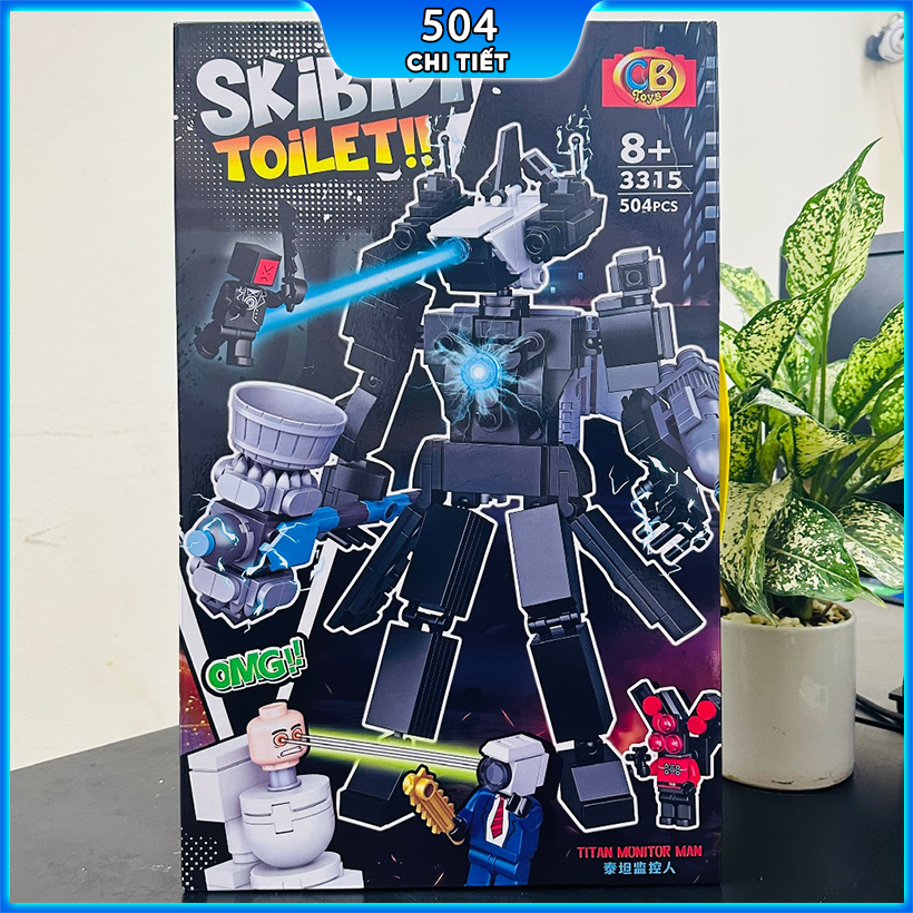 Bộ xếp hình lego Skibidi toilet Titan Monitor Man 504 chi tiết, Mô hình lắp ráp lego Speaker Man/ Camera Man/ TV Man/ Clock Man hộp giấy đồ chơi cho bé