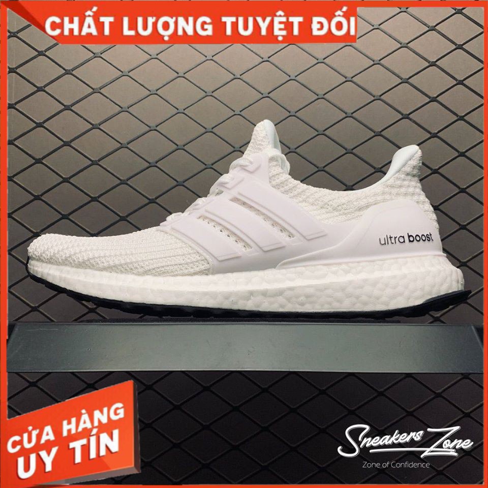 (FREESHIP+HỘP+QUÀ) Giày Thể Thao Sneaker Nam Nữ ULTRA BOOST 4.0 White Trắng đế đen Cực Phong Cách êm Nhẹ Năng động SNEAKERS WORLD