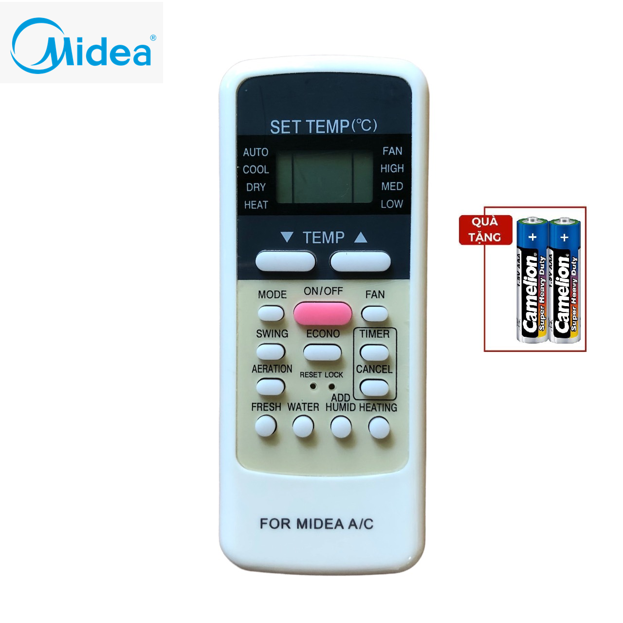 Điều khiển điều hòa Midea - REMOTE Điều khiển điều hòa Midea - Đầu bấm Điều khiển điều hòa Midea - Tặng kèm pin