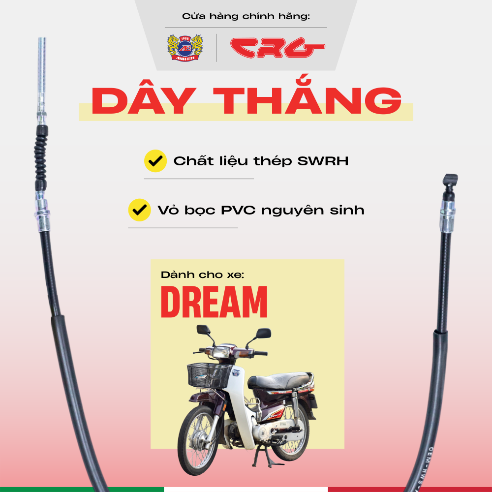 Dây thắng thép chịu lực CRG chống mài mòn cho xe Dream