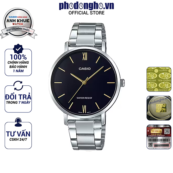 Đồng hồ nữ dây kim loại casio anh khuê ltp-vt01d-1budf