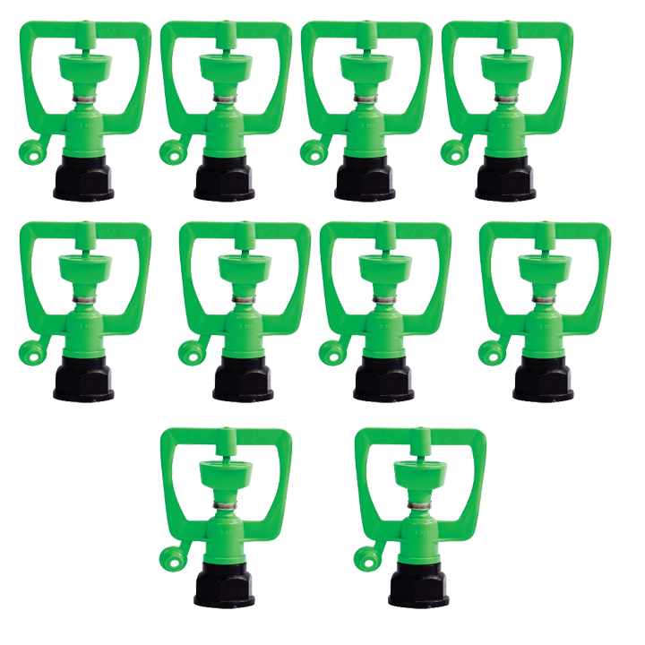 Bộ 10 Béc tưới cây vòi tưới cây phun mưa 2 tia hình vuông ren trong phy 21 27mm.