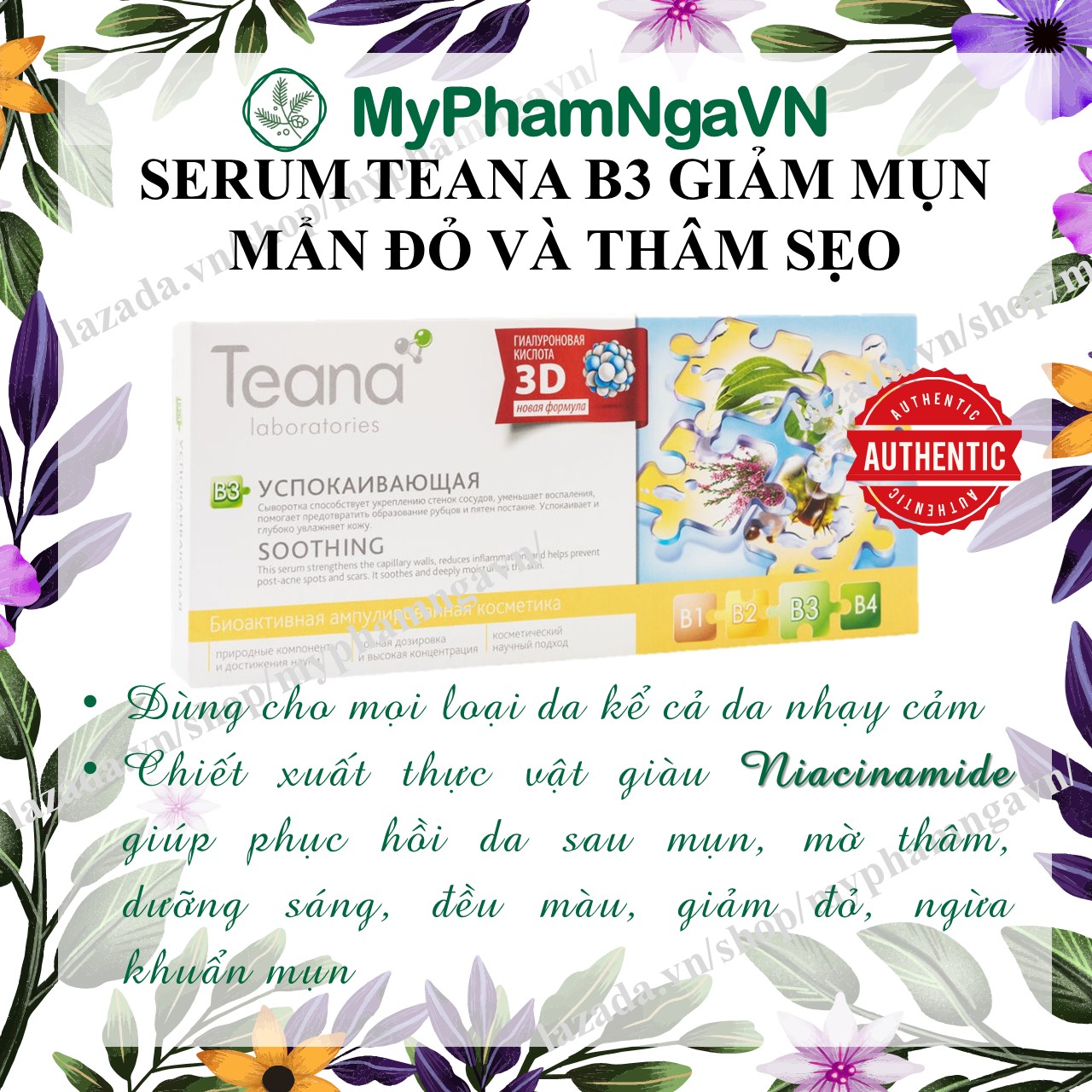 SERUM TEANA B3 - NIACIAMIDE Phục Hồi, Mờ Thâm Sẹo Sau Mụn, Giảm Tấy Mẩn Đỏ, Làm Sáng Da