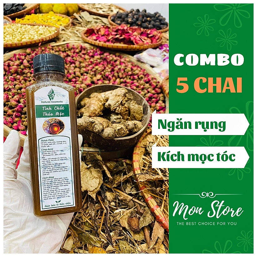 [COMBO 5 CHAI] Tinh chất gội đầu thảo mộc VV Natural Cosmetic, ngăn rụng tóc, kích mọc tóc, sạch gàu ngứa