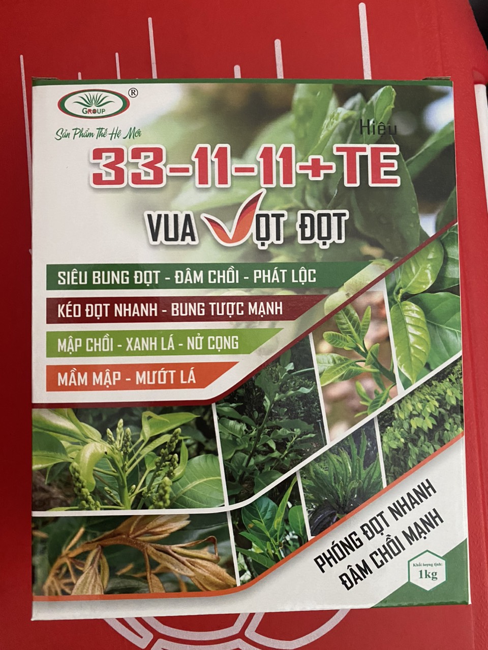 Phân bón lá 33-11-11+te vua vọt đọt- đâm chồi mạnh- phục hồi cây hộp 1kg