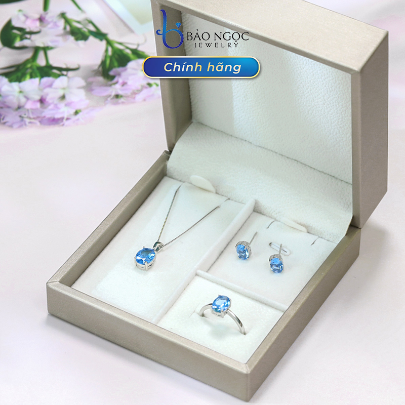 Bộ Trang Sức Bạc Nữ Trang Sức Cao Cấp Gắn Đá Topaz Thiên Nhiên - BDM2311 - Bảo Ngọc Jewelry