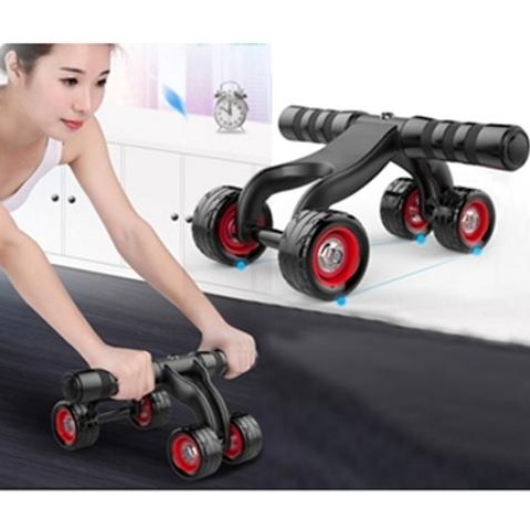 [HCM](TẶNG THẢM)Con lăn tập cơ bụng 4 bánh cỡ lớn tặng thảm lót  dụng cụ tập thể dục cơ ngực cơ bụng hiệu quả