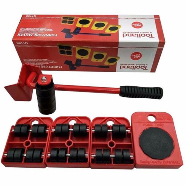 Bộ dụng cụ nâng và di chuyển đồ thông minh Đặt 4 bánh xe vào 4 góc vừa nâng sau đó là có thể nhẹ nhàng đẩy đồ vật đến chỗ cần di chuyển