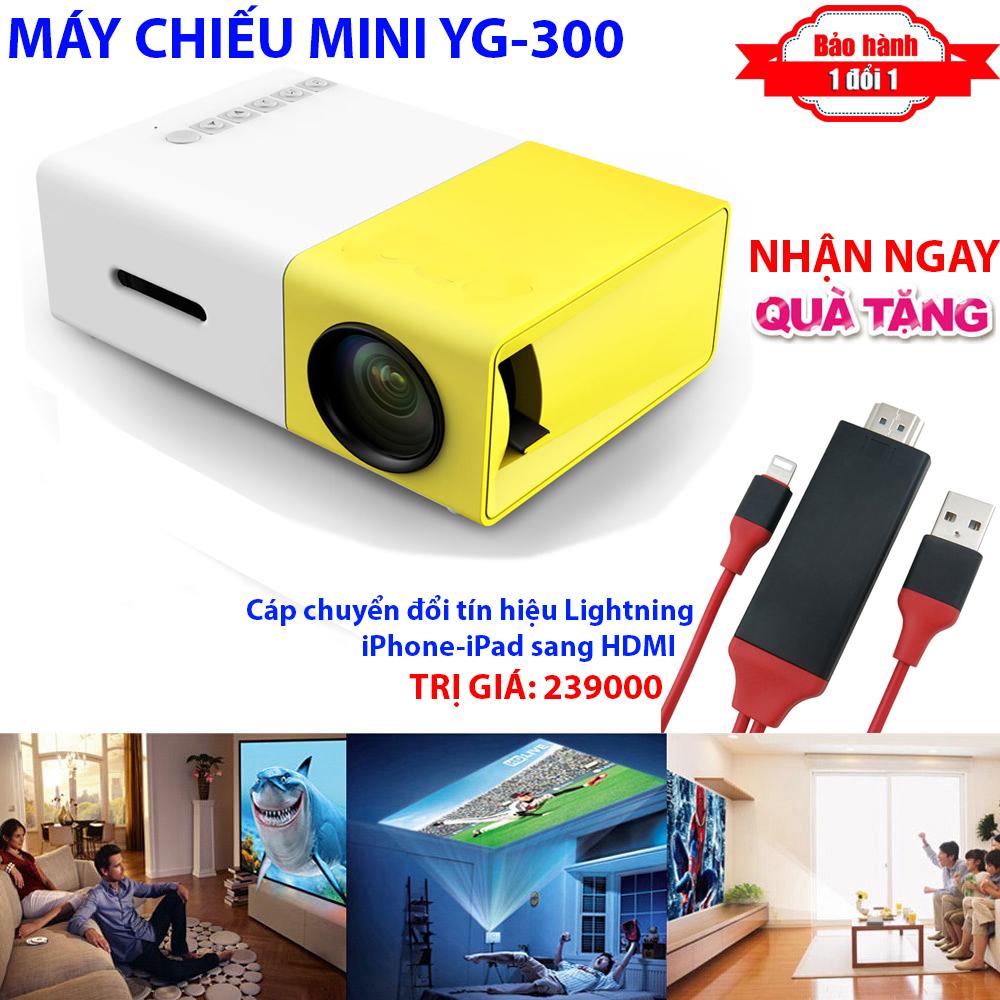 [TẶNG NGAY] Cáp chuyển tín hiệu Lightning ra HDMI khi mua Máy chiếu Mini cho điện thoại  YG-300 hỗ trợ độ phân giải lên đến 1920 x 1080 pixel