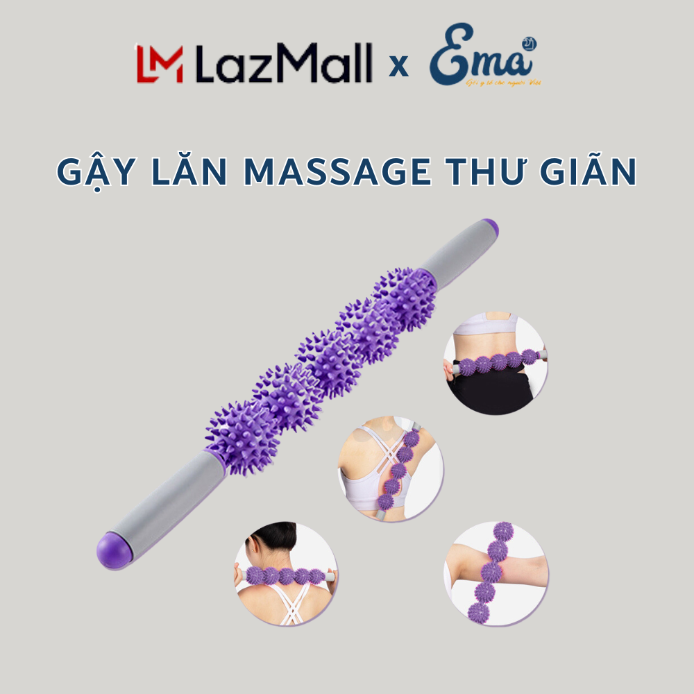 Gậy lăn massage giãn cơ Ema, con lăn 5 bóng massage thư giãn toàn thân tại nhà