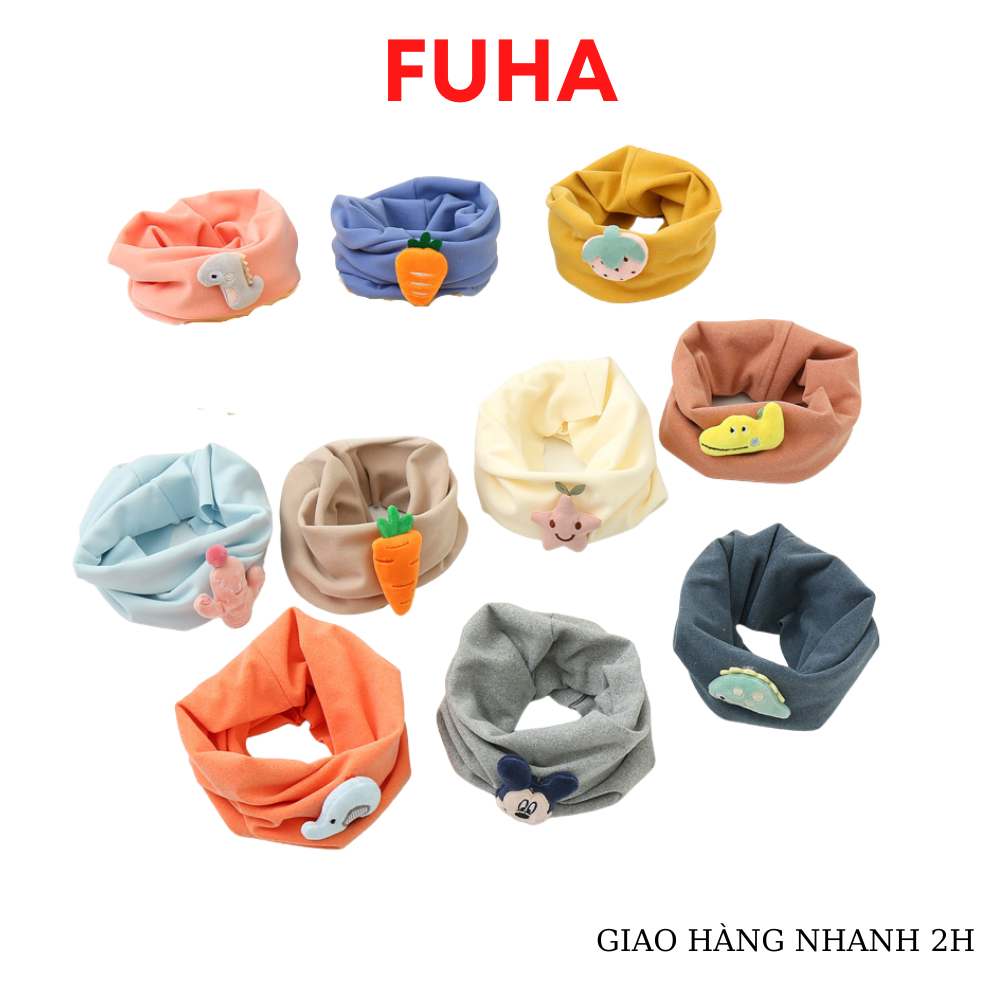 Khăn ống quàng cổ cho bé FUHA, khăn choàng cổ họa tiết hoạt hình xinh xắn phong cách hàn quốc cho bé