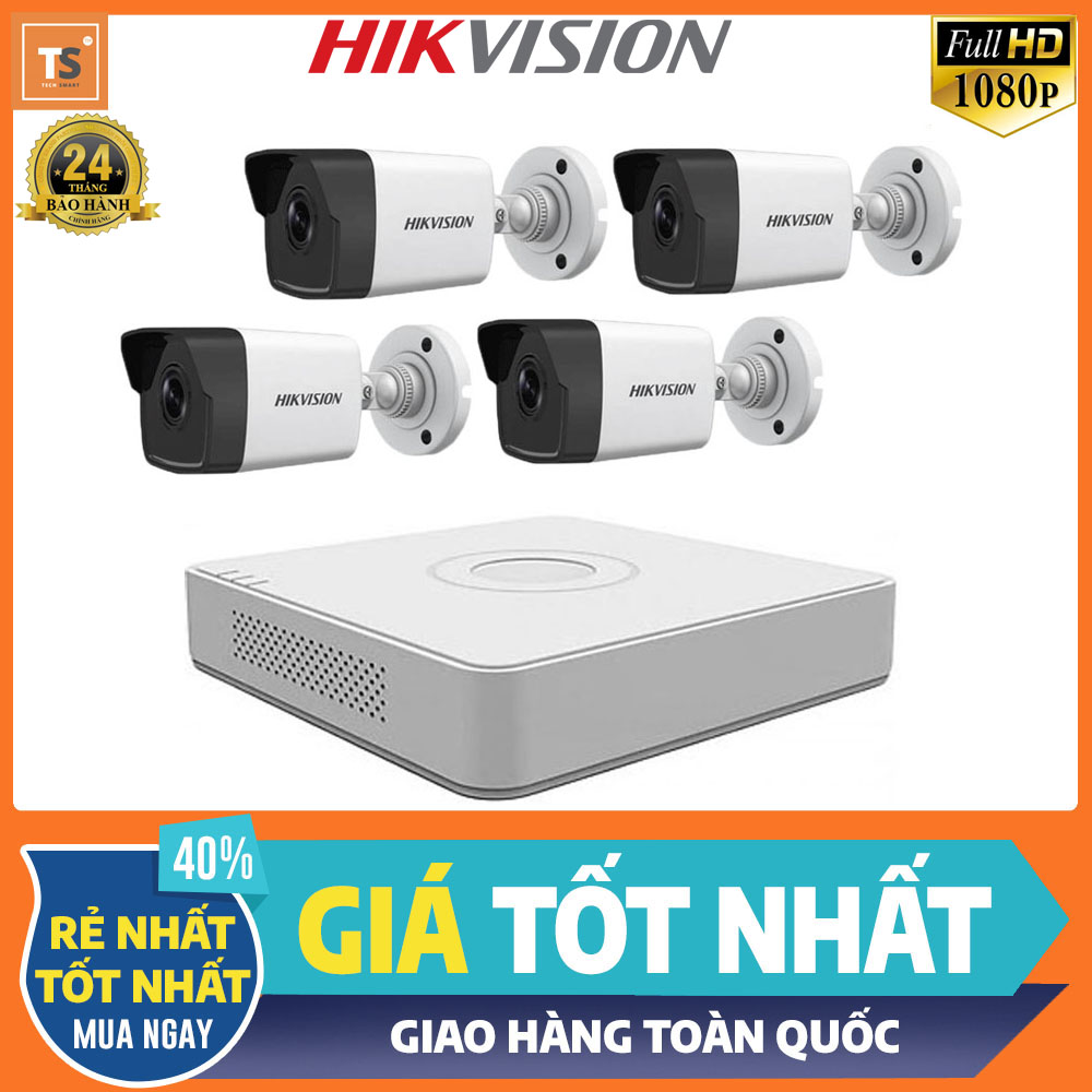 Bộ Camera 4 Mắt IP Hikvision 4 Kênh Full HD 1080P Trọn Bộ Camera Giám Sát